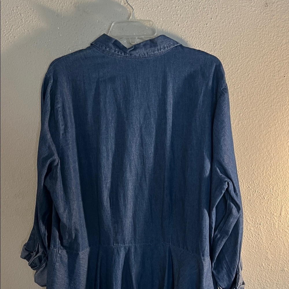 Simply Emma Blue Button-Up Ruffle Top - Picture 8 of 8